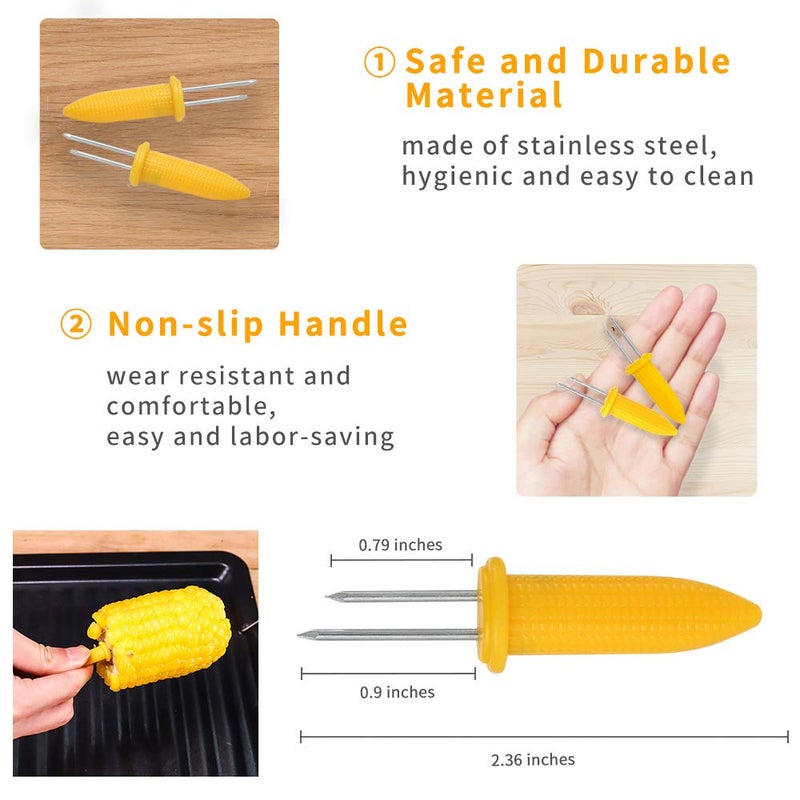 DySaLic Corn Holders Set, 20PCS Stainless Steel Corn Cob Holders, Corn on The Cob Skewers for BBQ, Durable Anti-Scald Corn on the Cob holders with Storage Box for Home Cooking Forks - Image 2